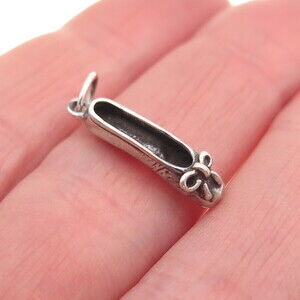 Sunwest 925 Sterling Silver Vintage Ballerina Shoe Oxidized Mini Charm Pendant